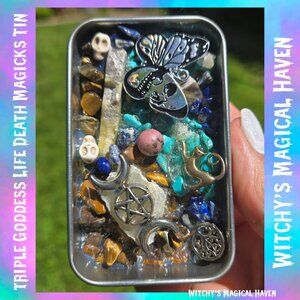 Triple Goddess Life Death Magicks Crystal Tin Home Decor